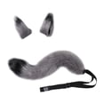 thumbnail image 4 of 2xfaux Pieles De Animales Lobo Orejas Cola Cosplay Set Pieles Animales Peludo Para El Partido Adultos Niños Gris, 4 of 8