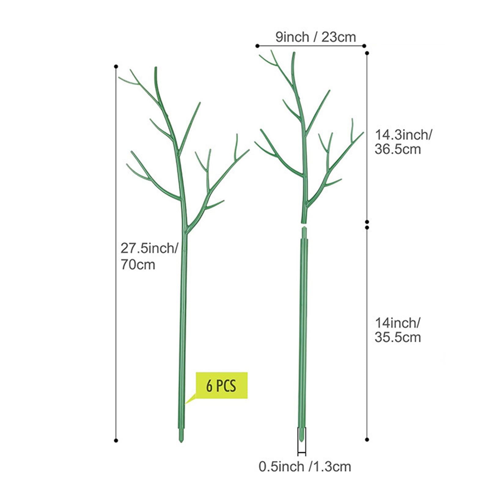 Colaxi 6Pcs Plant Rods Trellis Plant Stakes Kit Multifunctional for Potted Plant Flowers with Twisting Ties and Plant Strap Accessories 27.5inch 70cm