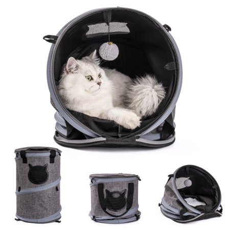 GIVIMO 3 in 1 Cat Bed  Foldable Tunnel Pet Travel Carrier Bag Toy Cat Bed with Plush Balls