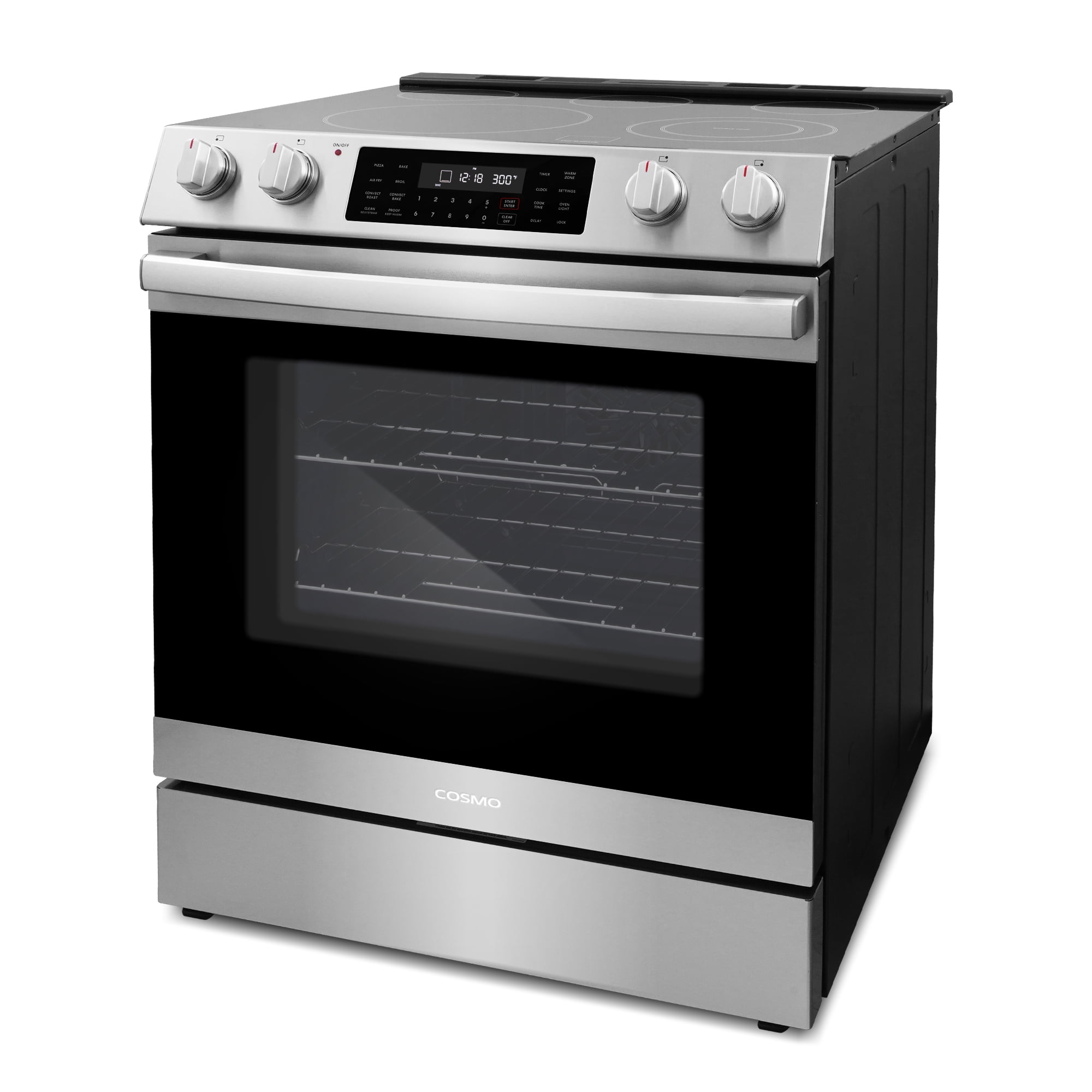 Cosmo 30 in. Haven Collection 6.3 cu. ft. Electric Range, 5 Burner Ceramic Glass Cooktop, Self Clean, Air Fry, Stainless Steel