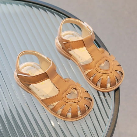 

Bnwani Toddler Shoes Small Princess Shoes Girl Sandals Baby Girls Soft-Soled Beach Casual Sandals Brown Size 4 T