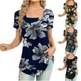 thumbnail image 1 of Fiudx Liquidación de Ahorros de Verano Blusa Holgada de Manga Corta con Cuello Redondo Informal Estampada a La Moda para Mujer, 1 of 5