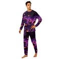 thumbnail image 2 of HTHLVMD Family Matching Set, Halloween Themed Sleepwear, Halloween Purple Haunted House Black Cat Gradient Family Matching Pajamas, Long Sleeve Crew Neck 2 Piece Home Loungewear, M, 2 of 6