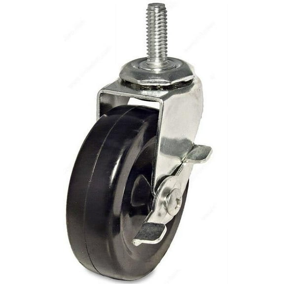Richelieu 101990 2 in. Black Rubber Wheel with Brake Stem Caster