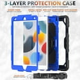 thumbnail image 7 of 3 Layer Case for iPad 10.2 Inch 9th/8th/7th 2021/2020/2019, for Kids Heavy Duty Protective Case with Screen Protector & Stylus Holder & 360 Rotating Stand and Hand/Shoulder Strap Cover, Blue+Black, 7 of 7