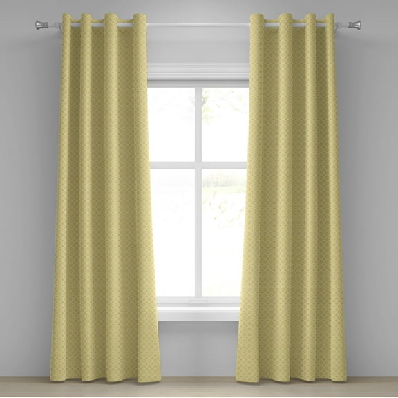 Ambesonne Quatrefoil Grommet Curtain, Pattern with Moroccan, 50" x 72", Pale Yellow