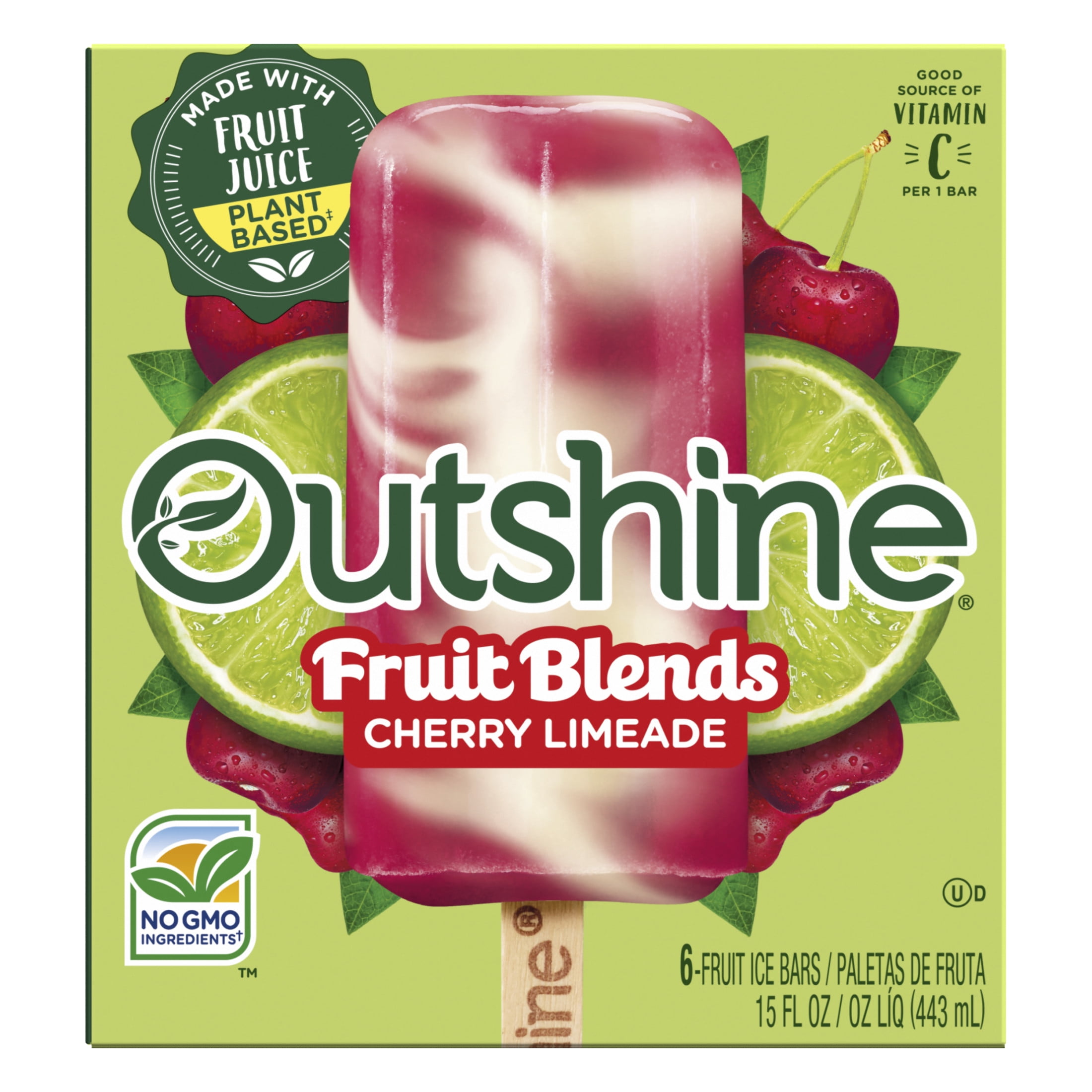 Outshine Cherry Limeade Fruit Blends Frozen Fruit Bars, 6 Count
