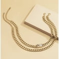 thumbnail image 3 of 2 Pcs Chunky Chain Necklace Inlaid Shiny Rhinestone Adjustable Hip Hop Style Punk Necklace Set, 3 of 5