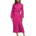 thumbnail image 2 of pstuiky Robes pour Filles, Robe Sens pour Femmes Printemps et Automne à Col Licou à Manches Longues Robe en Satin Élégante Robe de Soirée Mini Robes en Solde, 2 of 5