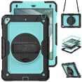 thumbnail image 1 of Case for iPad 6th / 5th Gen (2018 2017) / iPad Air 2 / iPad Pro 9.7 inch with Screen Protector, 360 Degree Rotating Kickstand Hand Strap Shockproof Cover with Shoulder Strap, Sky Blue PC, 1 of 7