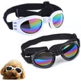 thumbnail image 1 of Juego de 2 gafas protectoras para perros, correa ajustable, protección ocular para viajes y esquí, gafas de sol impermeables para perros (negro, blanco), 1 of 5