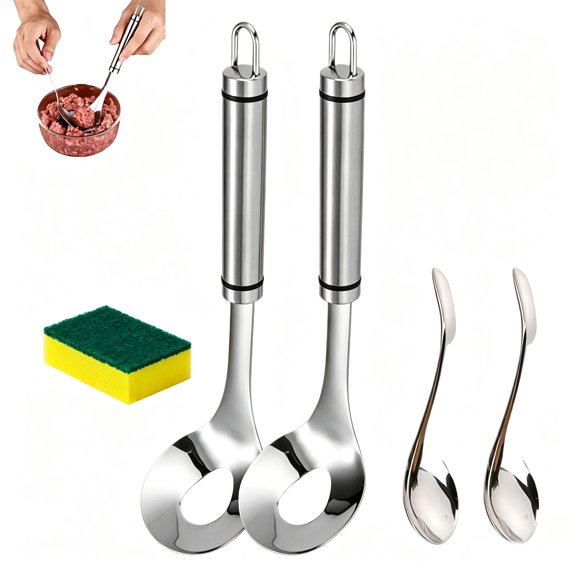 Meatball Maker Spoon, Stainless Steel Meatball Spoon, Easy Clean Hand Operated Kitchen Gadget for Home Kitchen Homemade Meatball Making