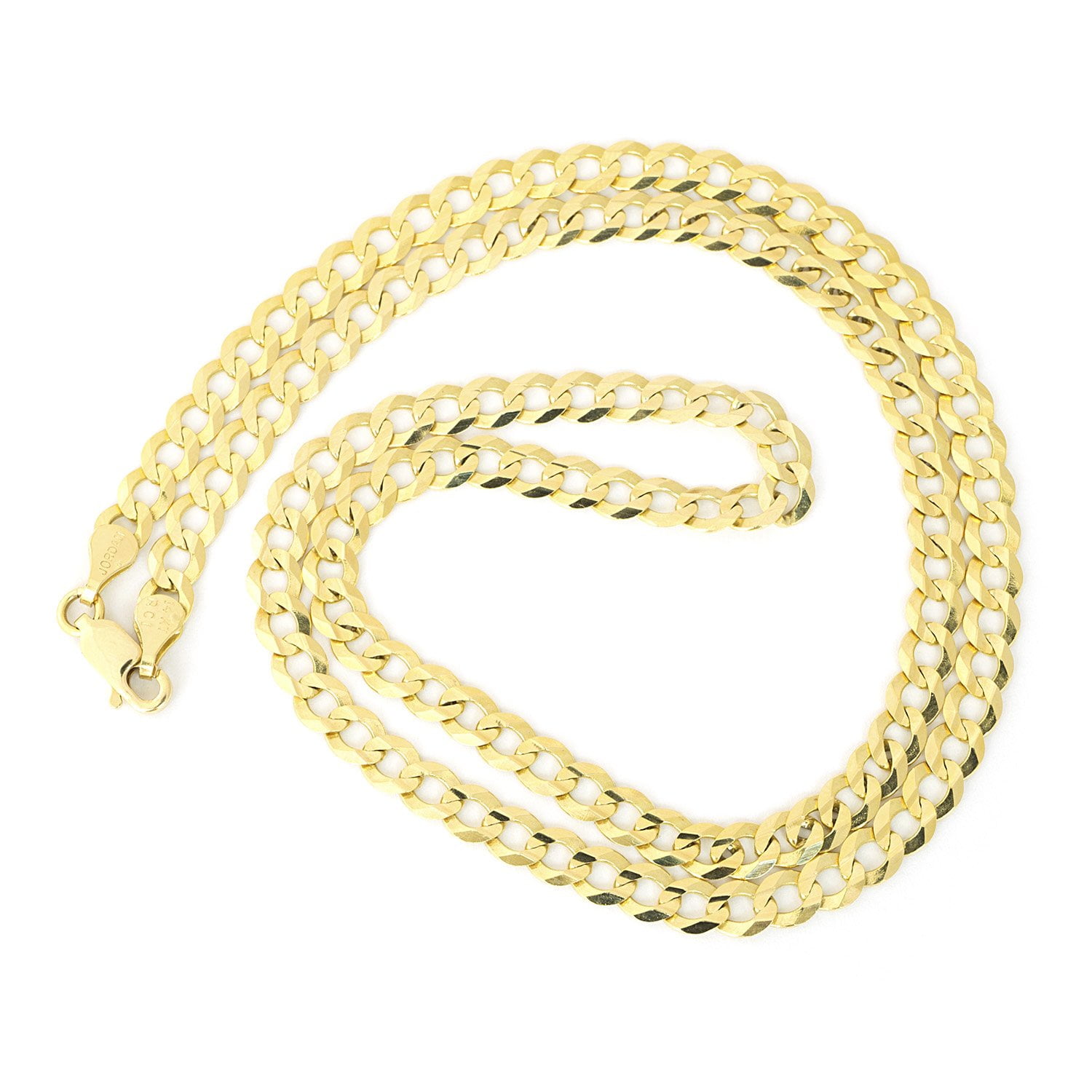 Beauniq Men's Solid 14k Yellow Gold Comfort Cuban Curb 4.7mm Chain Necklace, 20" 22" 24" by
