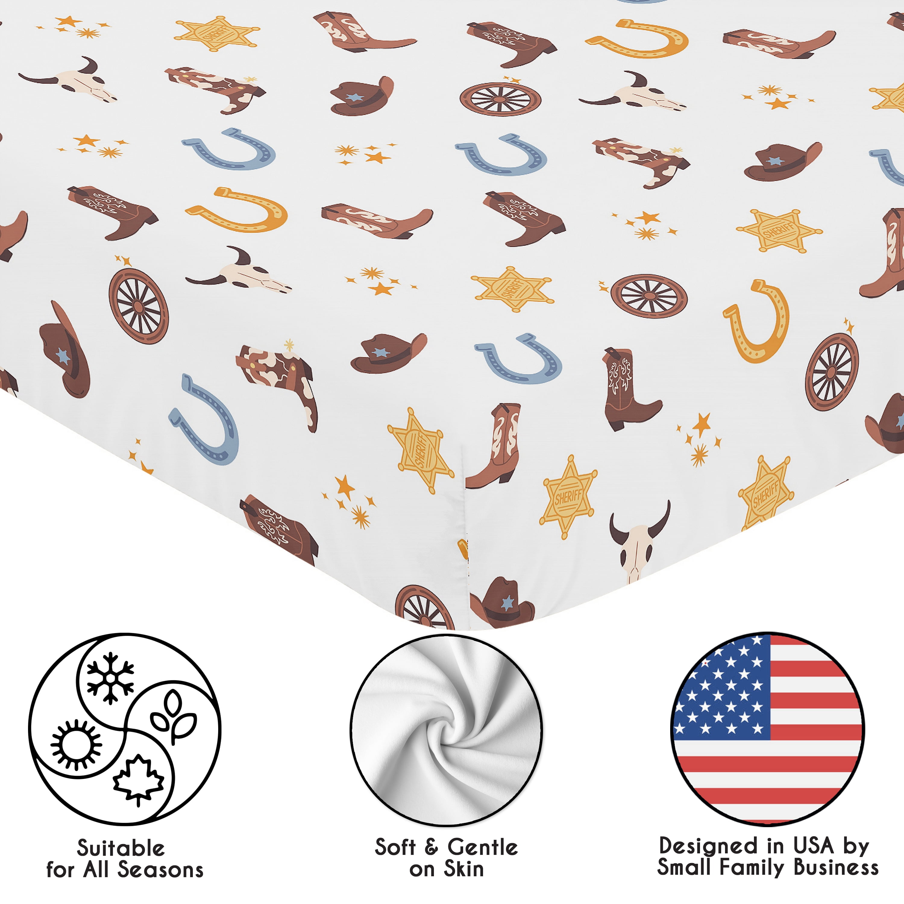 Sweet Jojo Designs Blue Wild West Cowboy Boy Fitted Crib Sheet