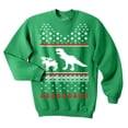 thumbnail image 1 of T-Rex Attacking Moose Christmas Ugly Sweater Funny Holiday Hilarious Adult Humor (Green) - S, 1 of 3