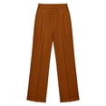 thumbnail image 3 of GJSYRH Women Straight Leg Pants Stretchy Button Business Casual Work Trousers Knit Elastic Waist Slacks, 3 of 4
