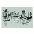 thumbnail image 1 of NYC Scene Cutting Board, Sketchy Pencil Drawn Illustration of Buildings Bridge and the River, Decorative Tempered Glass Cutting and Serving Board, in 3 Sizes, by Ambesonne, 1 of 2