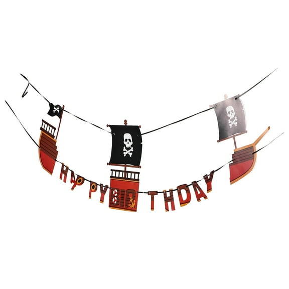 Soimiss Multi Color Pirate Birthday Party Banner Paper Flag Unique Design for Birthday Party Decor