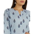 thumbnail image 3 of Moomaya Printed Womens Long Kurti 3/4 Sleeve Cotton Summer Ethnic Tunic Kurta, 3 of 9
