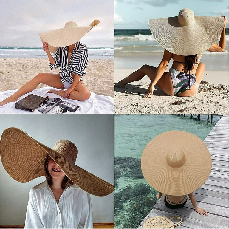 Petmoko Beach Straw Hats for Women Floppy, Ladies Extra Large Wide Brim Packable Beach Sun Protection Travel Summer Hats, Women's, Size: One size