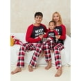 thumbnail image 4 of Matching Family Christmas Pajamas Set for Couple Kids Baby Santa Print Tops and Casual Plaid Pants Sleepwear, 4 of 7