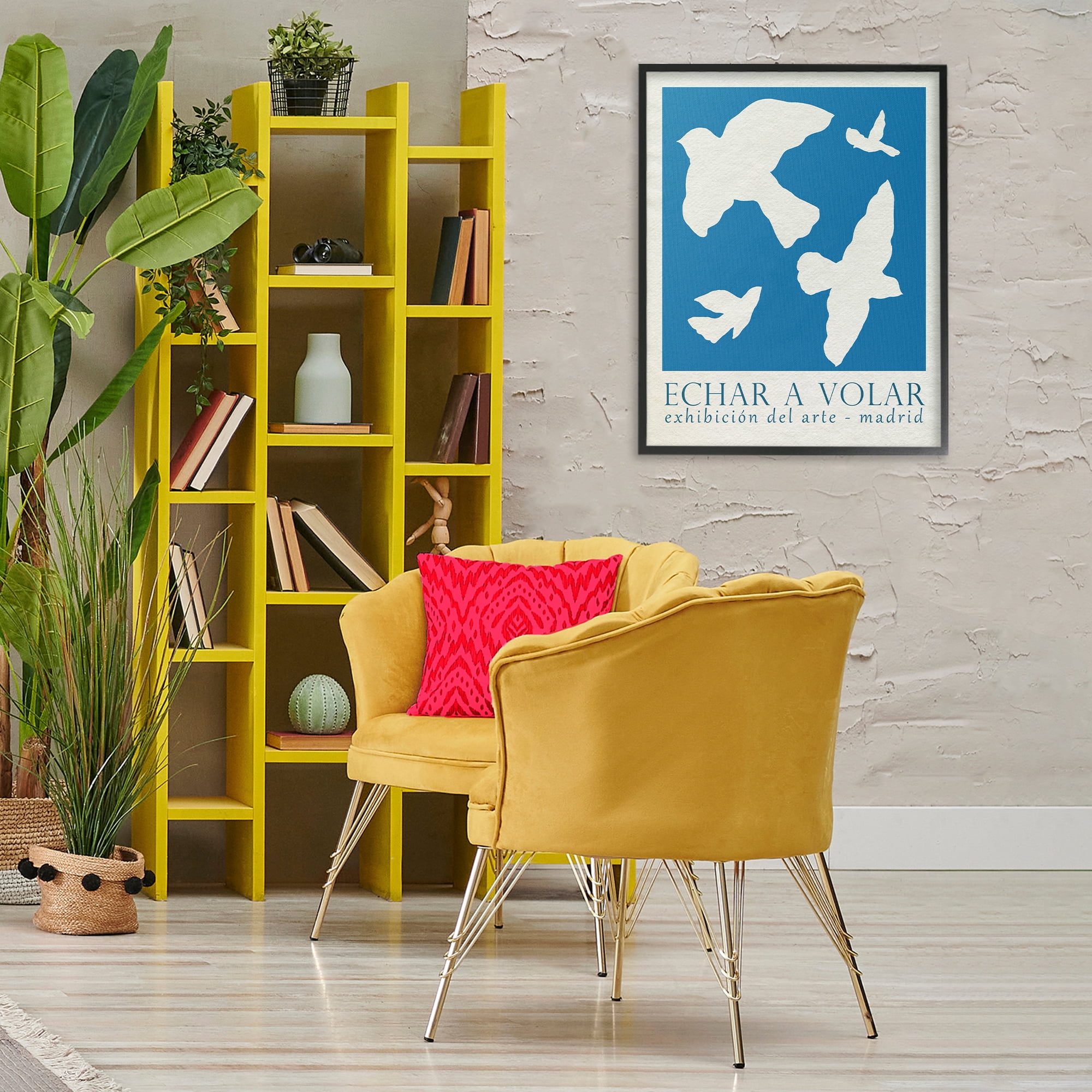 Stupell Industries Classic Exhibition Blue Birds Typography Painting Black Framed Art Print Wall Art, 24 x 30