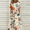 thumbnail image 2 of Halloween Summer Dresses for Women Comfy Funny Halloween Pumpkin Cocktail Dresses Short Sleeve Trendy Relaxed Fit Flowy Midi Halloween Costumes for Women Khaki S, 2 of 6