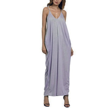 Women's Boho Loose Fit Beach Wear Spaghetti Straps Casual Maxi (Best In Casual Wear)