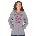 thumbnail image 3 of Breast Cancer Survivor Positive Vibes Zip Hoodie Sweatshirt Women Brisco Brands L, 3 of 6