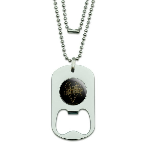 Black Lightning Logo Military Dog Tag Bottle Opener Pendant