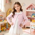 thumbnail image 6 of WQNVRNR Girls Button Cardigan- Fashion Cute Lightweight Long Sleeve Fall Casual Tops Pink Size 5, 6 of 9