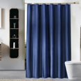 thumbnail image 2 of Cortina de ducha de color sólido grueso, tela de poliéster impermeable, forros de cortina de baño con ganchos, azul oscuro Sweethay HA000440-03B, 2 of 6