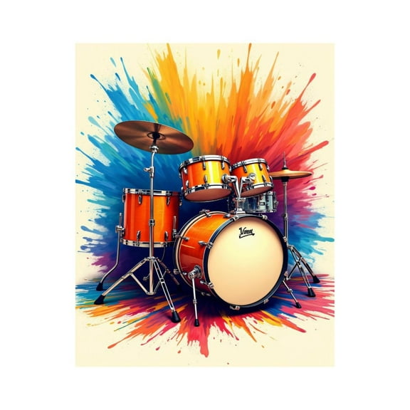 Paint By Numbers Kit for Adults Beginner - DIY Colorful Drum Set with Splash Background Canvas Painting Kits for Adults, Frameless Paint By Number for Adults for Home Wall Decor 16x20 Inch