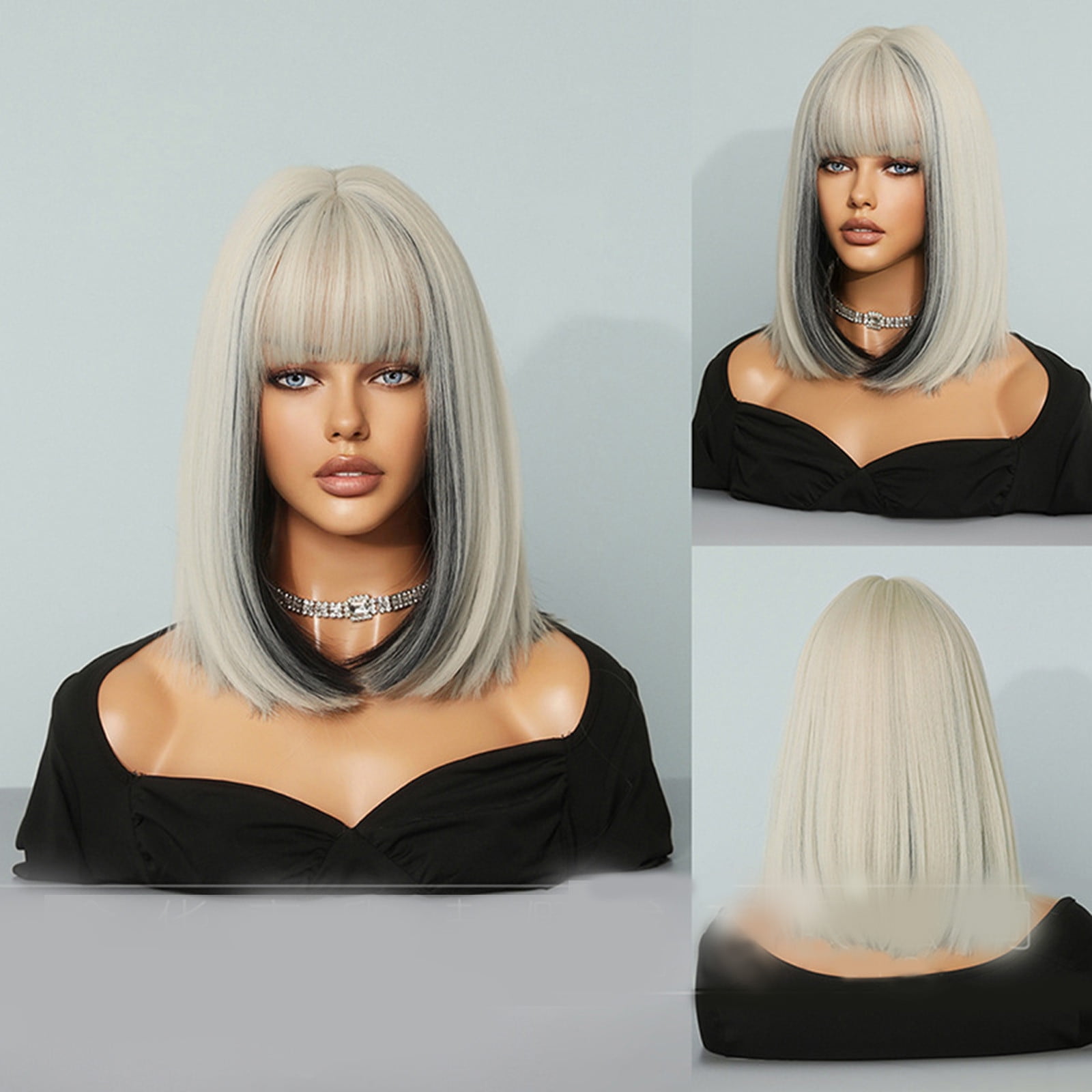 YSGFHGJW Headband Wig Human Hair,Wigs Wig Natural Synthetic Hair Wig With Bangs Heat Resistanting Fiber Ombres Blonde Wig For Women Daily Party Fluffies For Daily Party,Beige