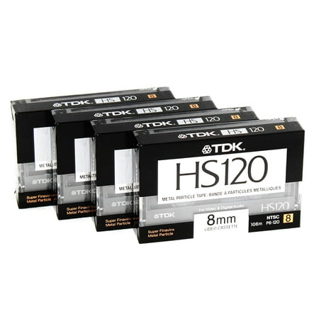 Hi8 Video Tape Player 8mm Metal Particle Cassette Tape TDK HS120 120 Minute Blank Camcorder 4 Pack Hi8 and Digital 8 Compatible ()