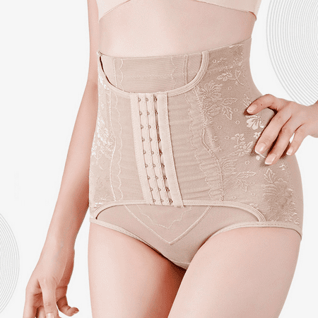 Fulorrnie Underwear for Women Plus Size Seamless Tummy Control High Waisted Panty Cute Full Panel Ruched Stretchable Panties Beige L