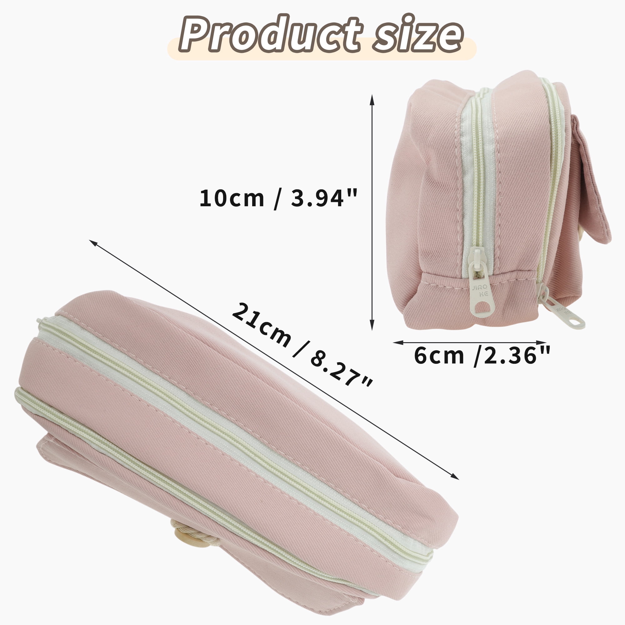 Unique Bargains Canvas Pencil Case, Large Capacity Pen Pouch, Aesthetic Organizer Pink