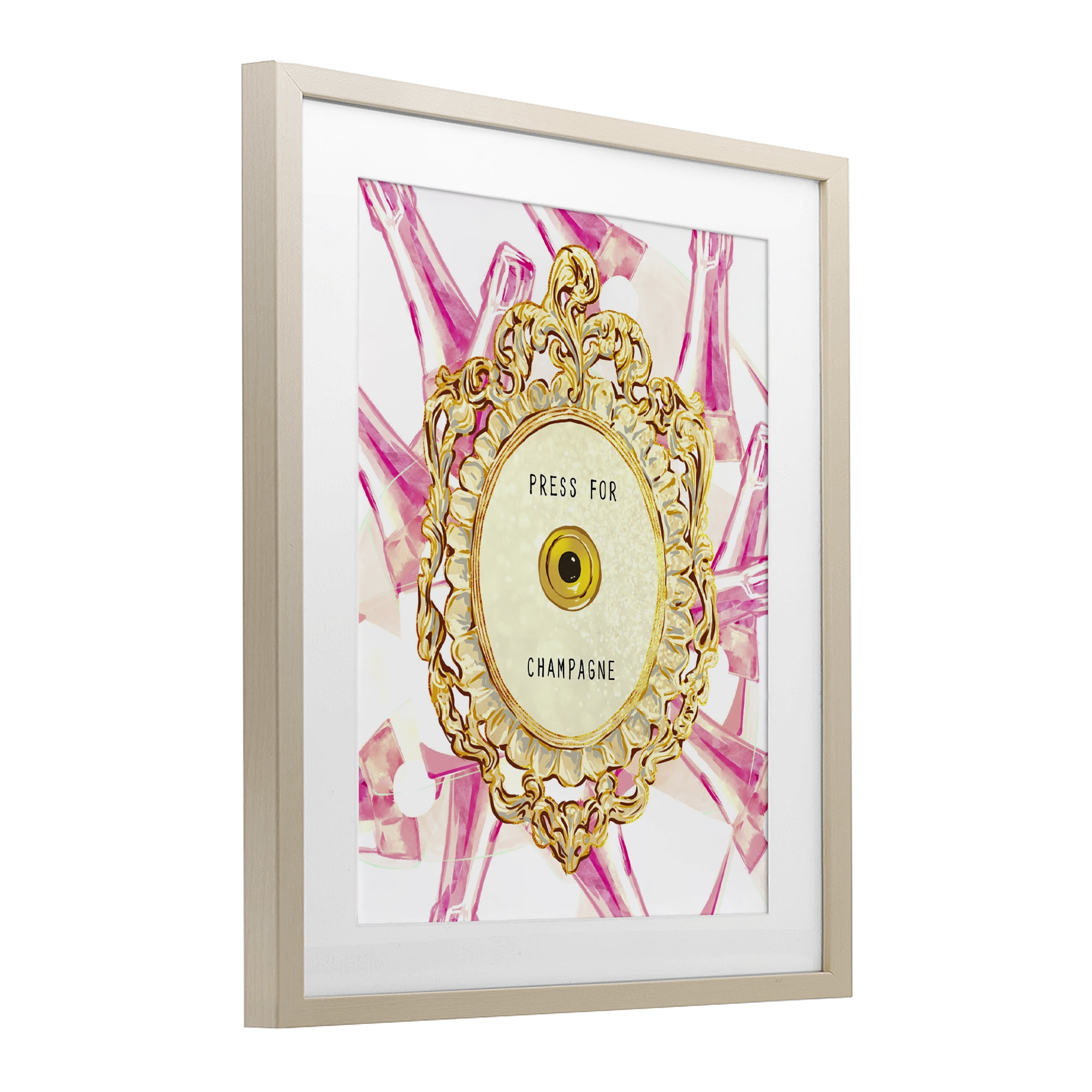 Champagne Doorbell with Pattern Birch Framed Print Under Glass, design by Ziwei Li