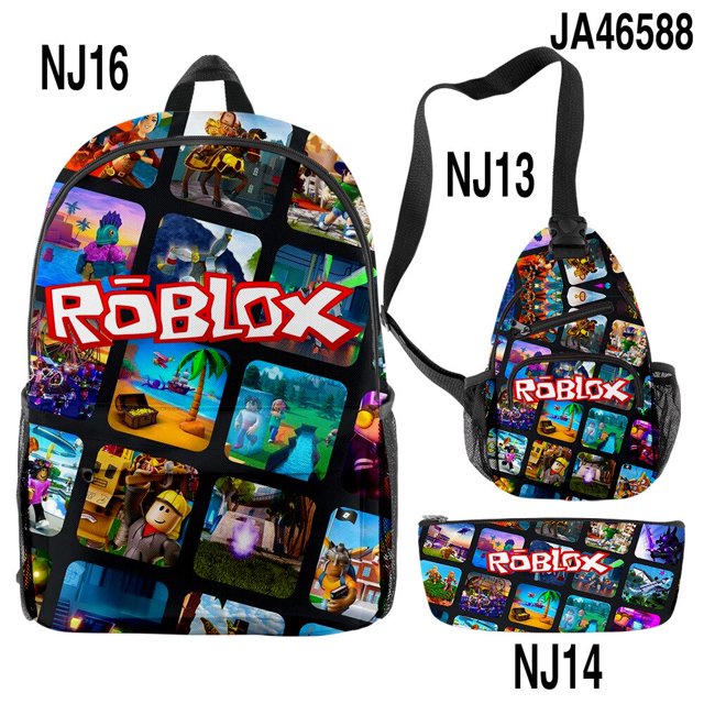 ROBLOX-mochila con estampado 3D para estudiantes de primaria y secundaria, bolso escolar, bolso Satchel, estuche para lápices, juego de tres piezas, el mejor regalo