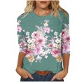 thumbnail image 1 of Blusas de Manga Corta para las Mujeres Pascua Impresa Suelta de Tres Cuartos de Manga Superior, Blusas para las Mujeres Casual, 1 of 4