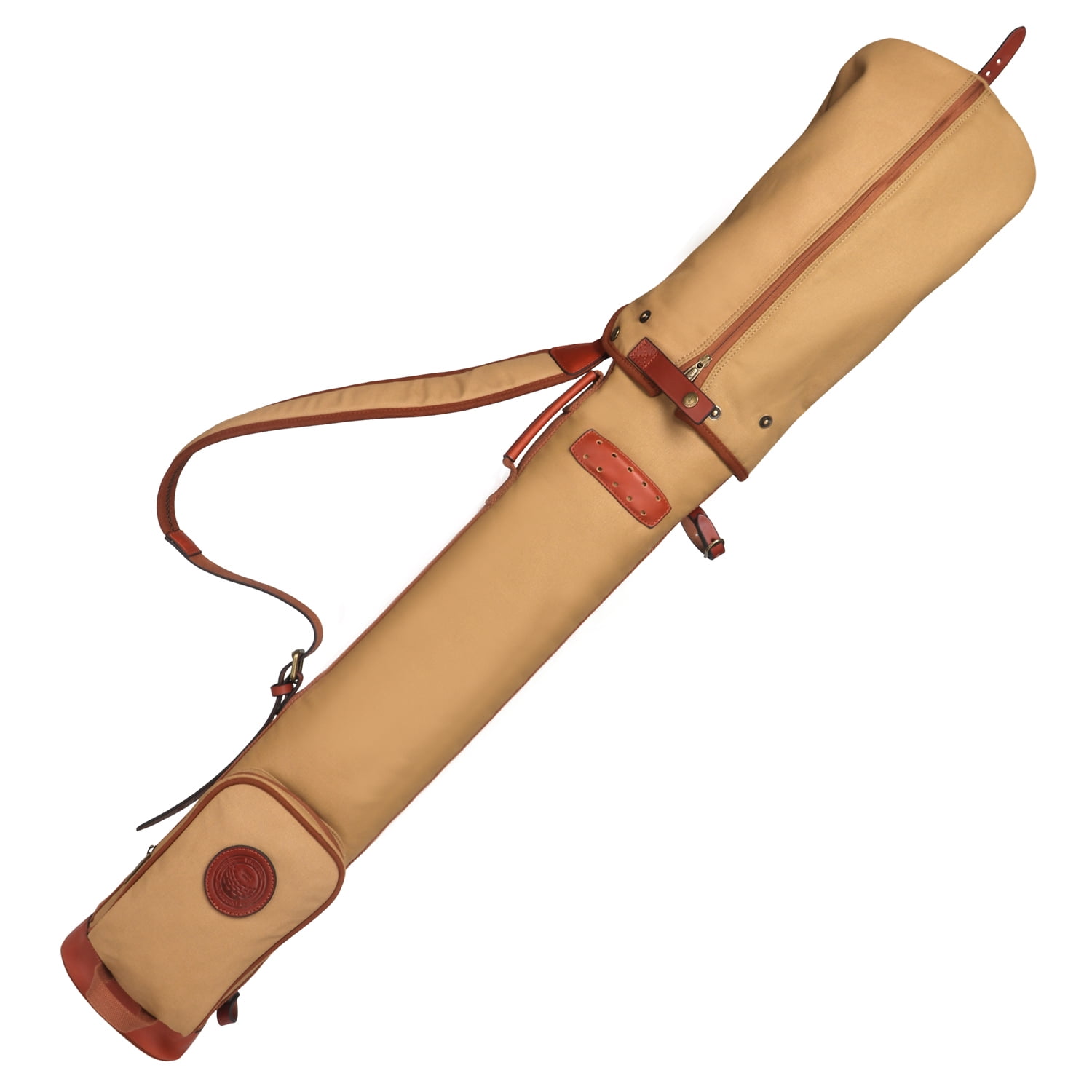 TOURBON Canvas & Leather Golf Club Carry Bag Khaki Golf Sunday Carrier Fleece Padded Pencil Style 89CM