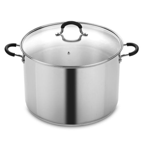 Cook N Home NC-00335 Casserole en Acier Inoxydable avec Couvercle 20-Quart Marmite Qt, Argent