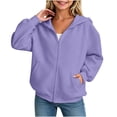 thumbnail image 4 of Nwiuh Sweatshirt Color Solid Zip Jackets Long Hoodie Top Boys Sleeve Up Girls Kids Boys Coat&jacket (Purple, 5-6 Years), 4 of 5