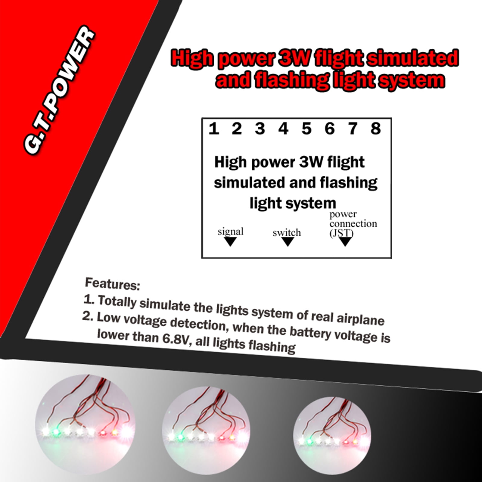 Shinysix LED Light,LED RC Airplane Aircraft LED RC Airplane Aircraft Power 3W LED 3W LED RC 3W