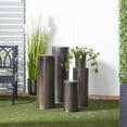 thumbnail image 3 of DecMode 36", 32", 24", 18"H Brown Metal Pillar Style Pedestal Table with Hammered Design, 4-Pieces, 3 of 14