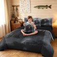 thumbnail image 3 of Manfei Modern Farmhouse Bear Twin Bedding, Jungle Mountain Landscape Bedding Comforter Set, Black Gray, Black Reversible, 7-Piece, 3 of 5