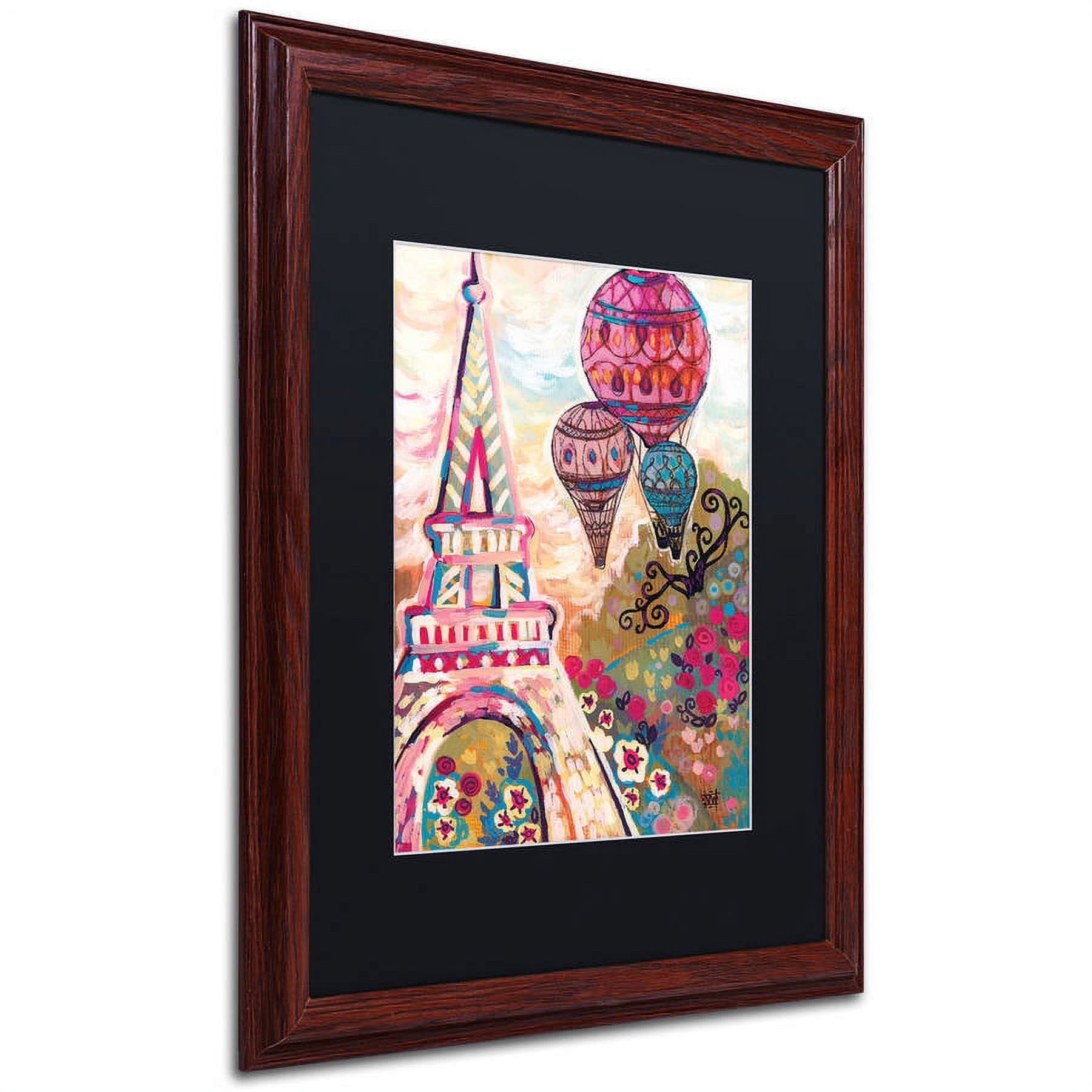 Trademark Fine Art "Ballons Sur Paris" Canvas Art by Natasha Wescoat, Black Matte, Wood Frame