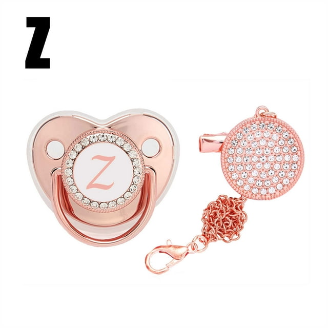 DPTALR Baby Pacifier 26 Letter Name Initial Clip Silicone Infant Nipple Bling Newborn Pacifier