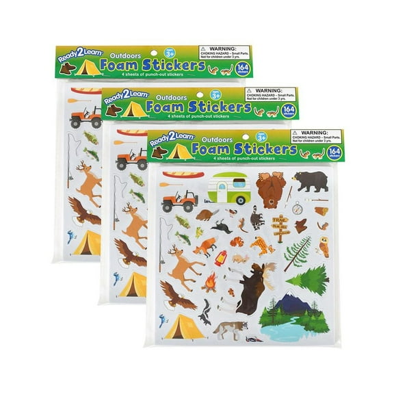 READY 2 LEARN Foam Stickers - Outdoors - 164 Per Pack - 3 Packs
