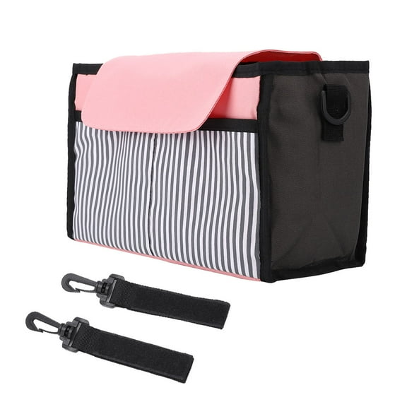 Pink Baby Trolley Storage Bag - Stroller Carriage Organizer & Buggy Hanging Bag